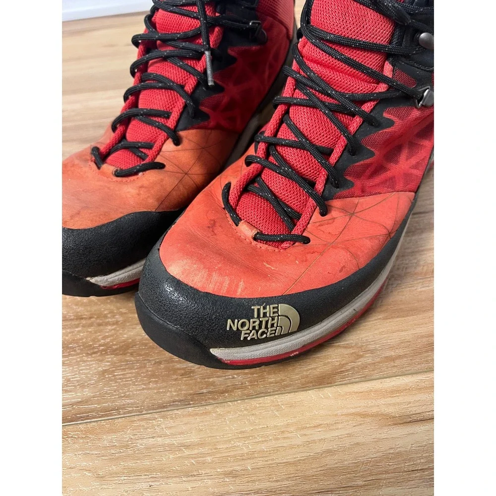 The North Face Hiking Boots Mens 12 Red Orange Gore-Tex Vibram Hiking Gorp Camp